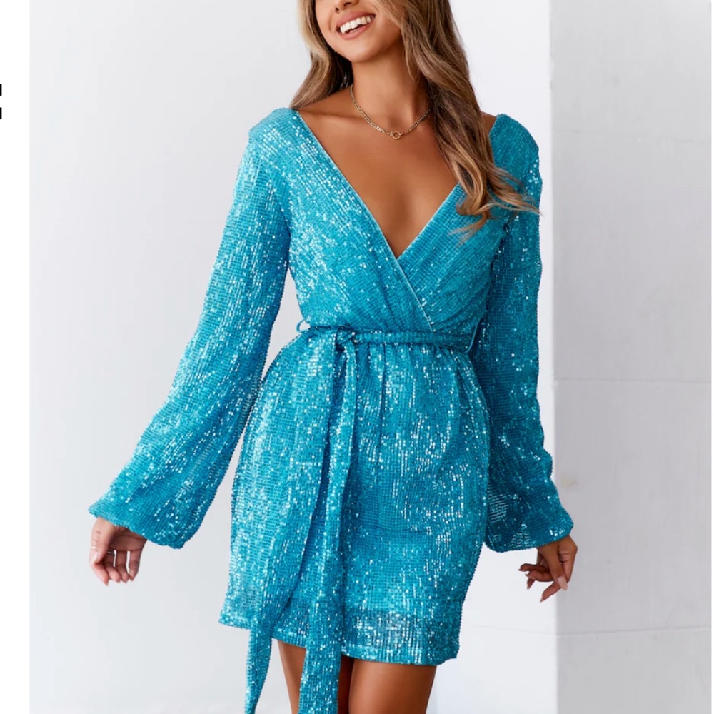 Blue Sequin Dress - Hello Molly